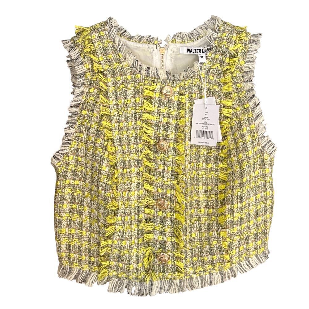 Walter Baker Dara Malibu Yellow Tweed Top XL